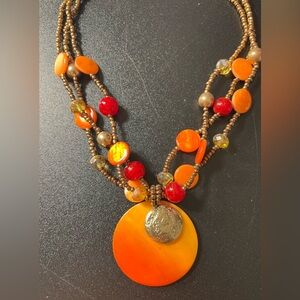 Lia Sophia Pumpkin Spice Beaded Gold Tone Charm Necklace